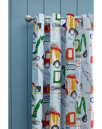 Catherine Lansfield Kids Digger Dreams Eyelet Curtains Two Panels