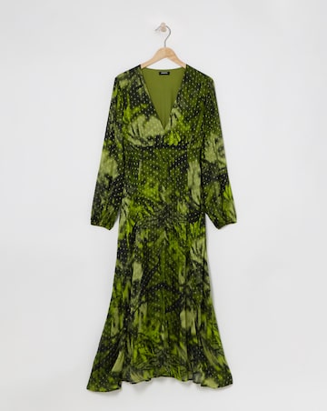 Simply Be Green Floral Print Georgette Foil Button Up Maxi Dress