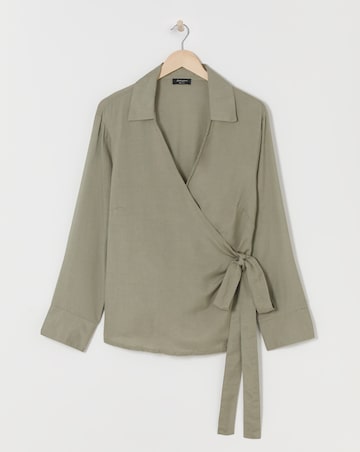 Wrap Tie Cotton Shirt