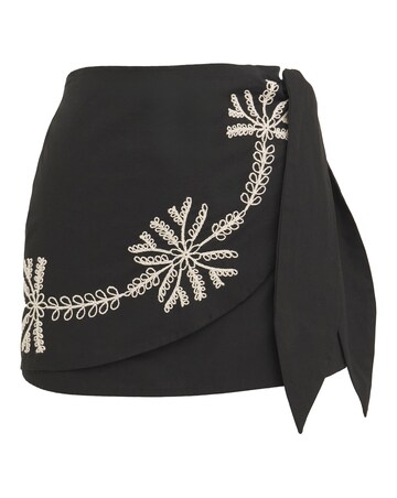Simply Be Black Tie Waist Embroidered Detail Skort