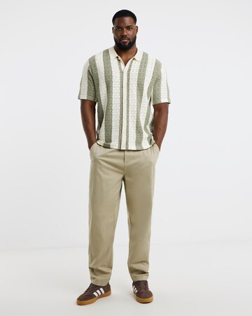 Jack & Jones Tyler Stripe Knitted Polo - Cream/Green