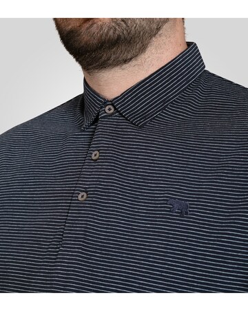D555 Big And Tall Scunthorp Feeder Stripe Jersey Polo With Bear Embroidery- Navy