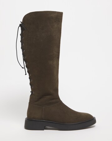 Bonn Lace Up Back Flat Knee High Boots - Extra Wide Fit (EEE) & Super Curvy Calf