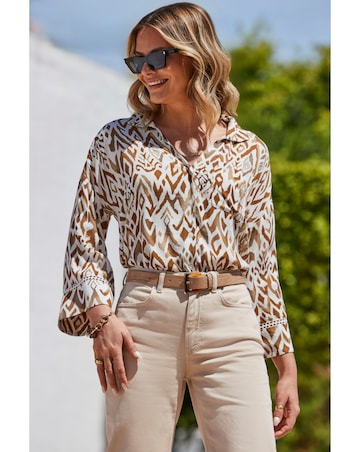 Sosandar 3/4 Sleeve Shirt with Ladder Trim