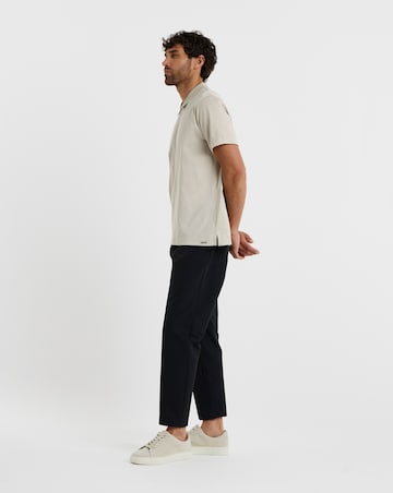 Folio Mercerised Supima Zip Polo-Stone