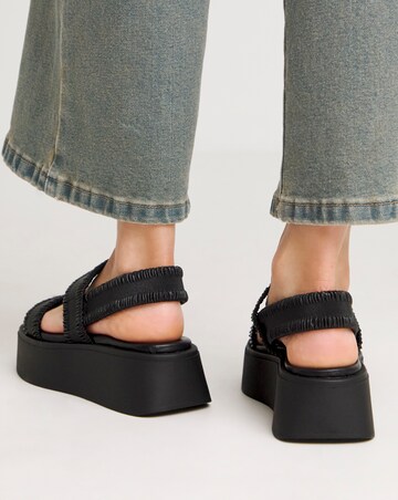 Pixie Ruched Strapped Flatform Sandals Extra Wide EEE Fit Simply Comfort