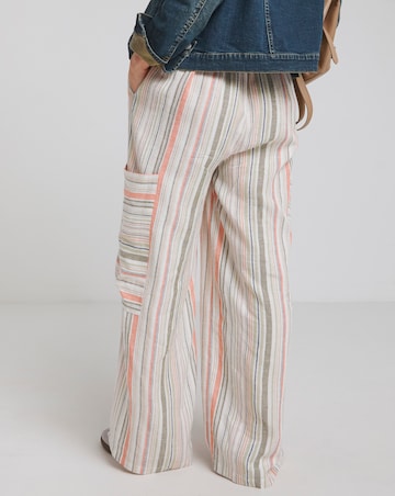 Native Youth Multi Stripe Wide Leg Linen Mix Trousers