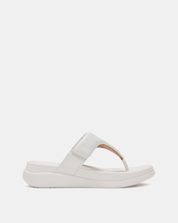 FitFlop White F-Mode Go Adjustable Flatform Toe-Post Sandals - Standard Fit (D)
