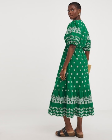 Contrast Broderie Tea Dress