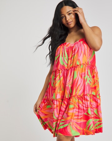 Leaf Print Tiered Chemise