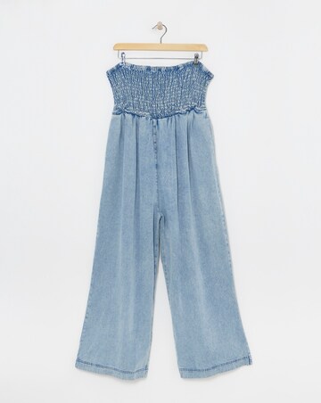 Simply Be Light Wash Lyocell Bandeau Jumpsuit