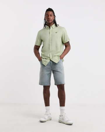 Voi Plain Oxford Short Sleeve Shirt Long Length