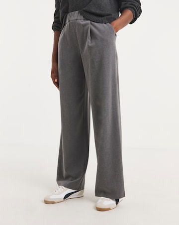 Grey Tailored Elastic Waist Wide Trousers