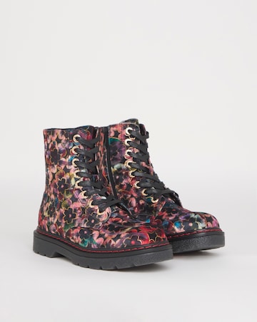 Heavenly Feet Justina Lace Up Chunky Boot Ex Wide Fit