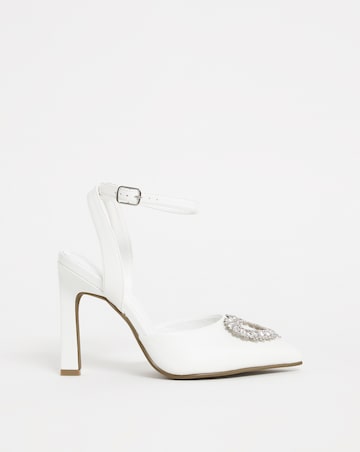 Amelia Heart Trim Heeled Court Shoes - Extra Wide Fit (EEE)