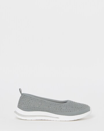 Cushion Walk Grey Sparkle Knit Ballet Flats - Wide Fit (E)