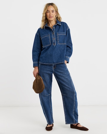 Dark Blue Denim Polo Shirt