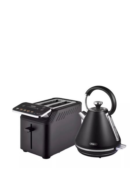 Tower Mirage 1.7L Variable Kettle Black and  2 Slice Digital Toaster Black