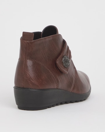 Cushion Walk Touch & Close Ankle Boot with Button Detail Wide E Fit
