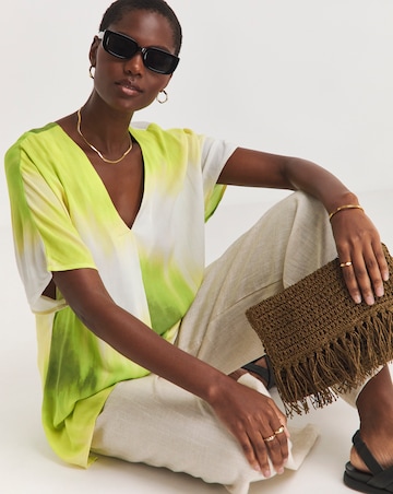 Printed Crinkle Tunic Top