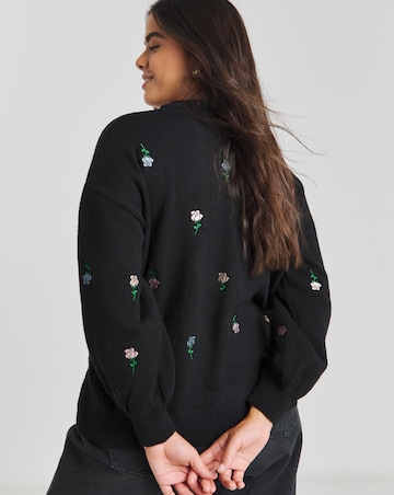 Simply Be Black Rose Embroidered Jumper