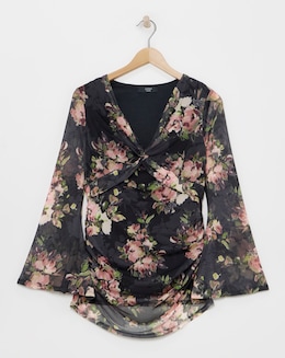 Joanna Hope Mesh Twist Top