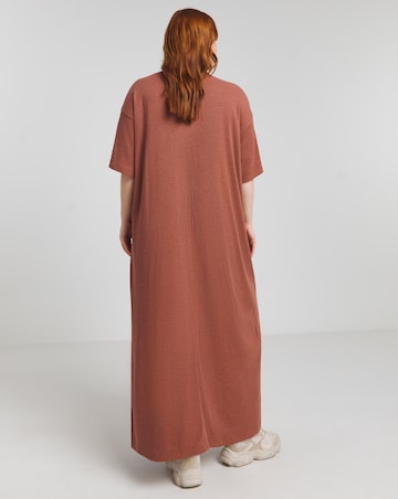 Simply Be Terracotta Soft Ribbed Maxi T-Shirt Dress