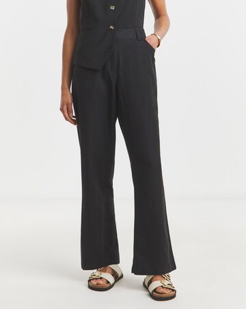 Simply Be Black Easy Care Linen Mix Dad Trouser