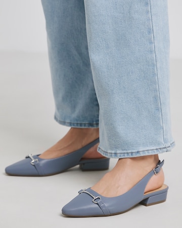 Sylvia Flat Slingback Shoes With Trim Detail - Extra Wide Fit (EEE)