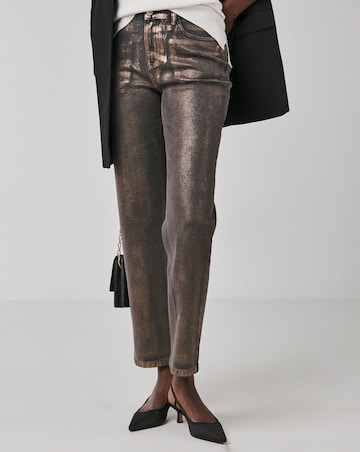 Copper Metallic Straight Leg Jeans