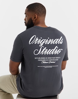 Jack &amp; Jones Norrebro Back Graphic T-Shrt - Grey