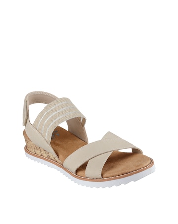 Skechers Natural Bobs Desert Kiss Mesh Strap Sandals- Wide Fit (E)