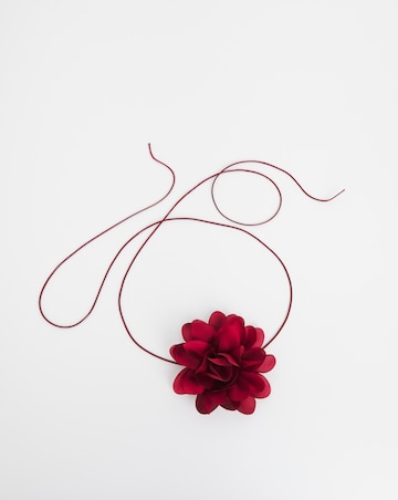 Red Floral Corsage Choker Necklace