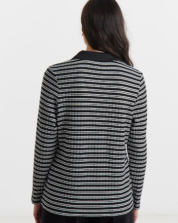 Stripe Ribbed Collared Top