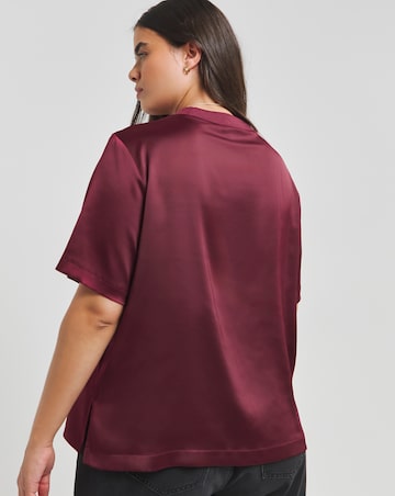 Satin Ribbed Neck Boxy Top