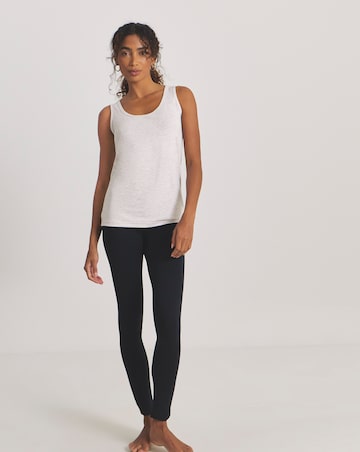 Pretty Secrets (2 Pack) Thermal Vest Tops Black/Oatmeal