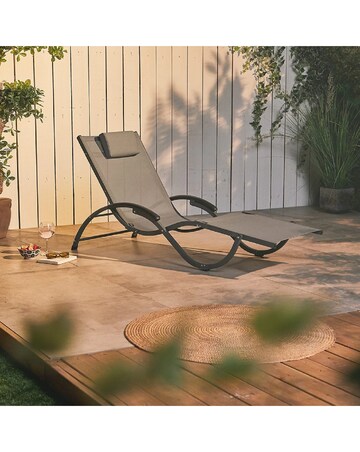 VonHaus Lindos Folding Textoline Adjustable Garden Sun Lounger