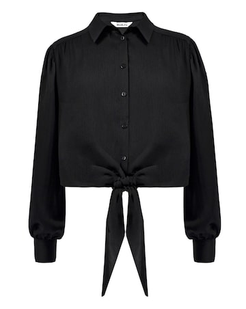 Ro&Zo Satin Tie Front Shirt
