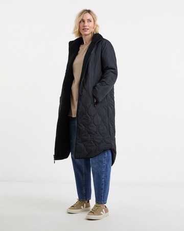 Navy Reversible Borg Quilted Coat