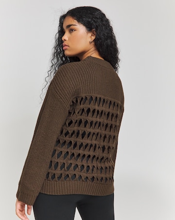 Native Youth Contrast Open Knit Oversized Jumper