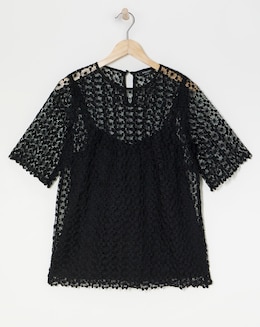 Short Sleeve Lace Top With Cami