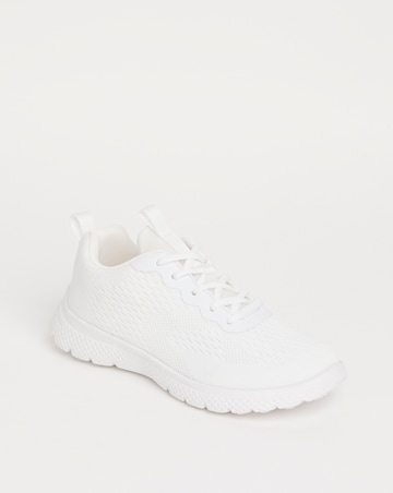 Cushion Walk White Lace Up Trainers- Extra Wide Fit (EEE)