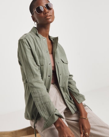 Green Textured Utility Jacket