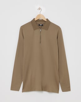 Premium 100% Mercerised Zip Polo- Mocha