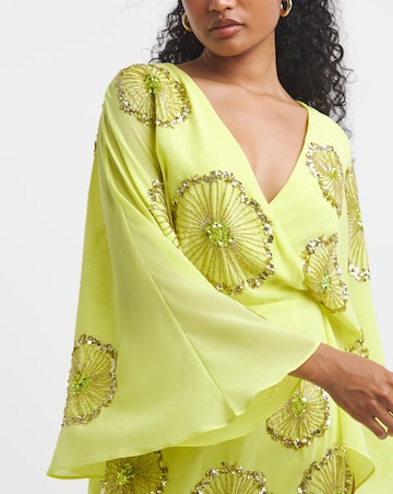 Maya Curve Embellished Wrap Mini Dress