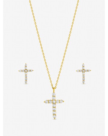 Jon Richard Gold Plated Cubic Zirconia Cross Set - Gift Box