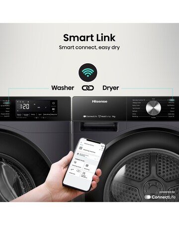 Hisense 3S Series DH3S902BB3 WiFi-enabled 9kg Heat Pump Tumble Dryer - Black