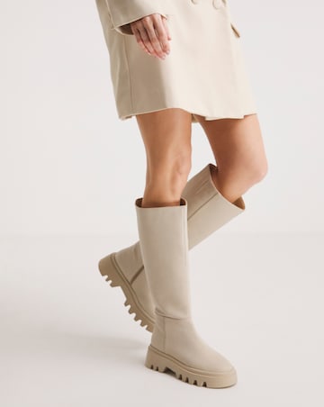 Ronda Chunky Cleated Knee High Boots - Wide Fit (E) & Standard Calf