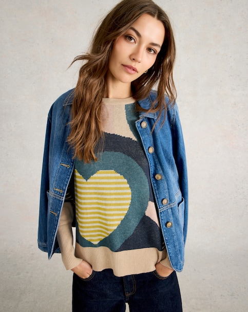 White Stuff Olive Heart Jumper