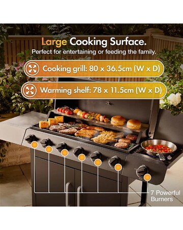 VonHaus 6+1 Burner Gas BBQ with Side Burner